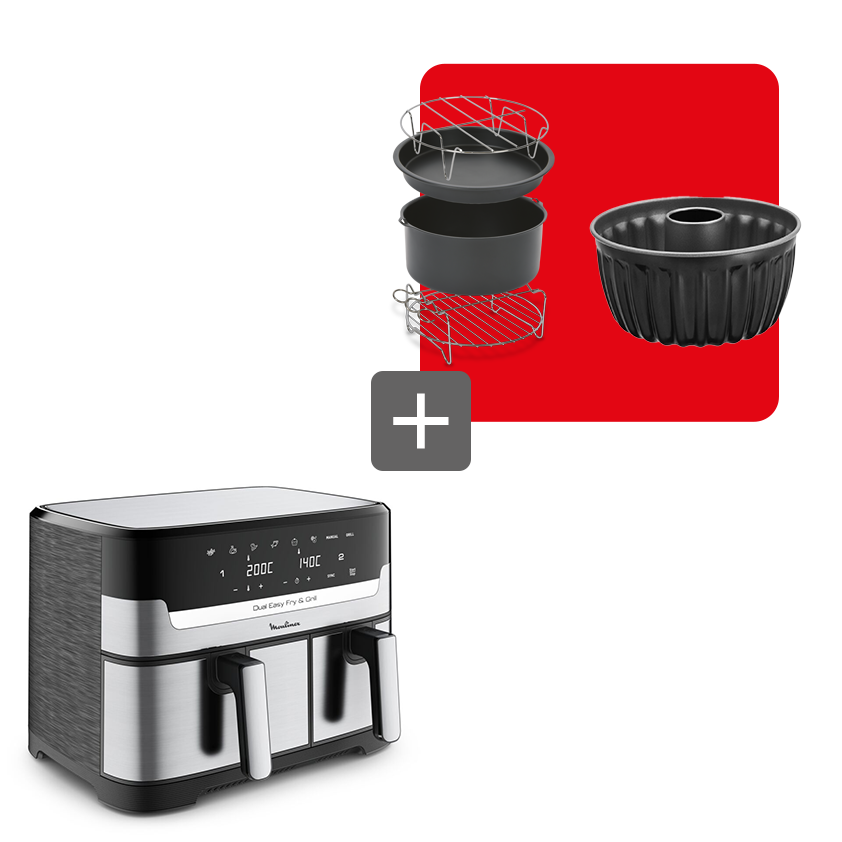 Moulinex Pack Web - Air Fryer Dual Easy Fry & Grill 8,3L Et Ses Accessoires,-image
